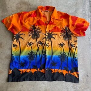 Vintage Alvish beach palm tree Hawaiian vacation button down shirt 3XL Mens